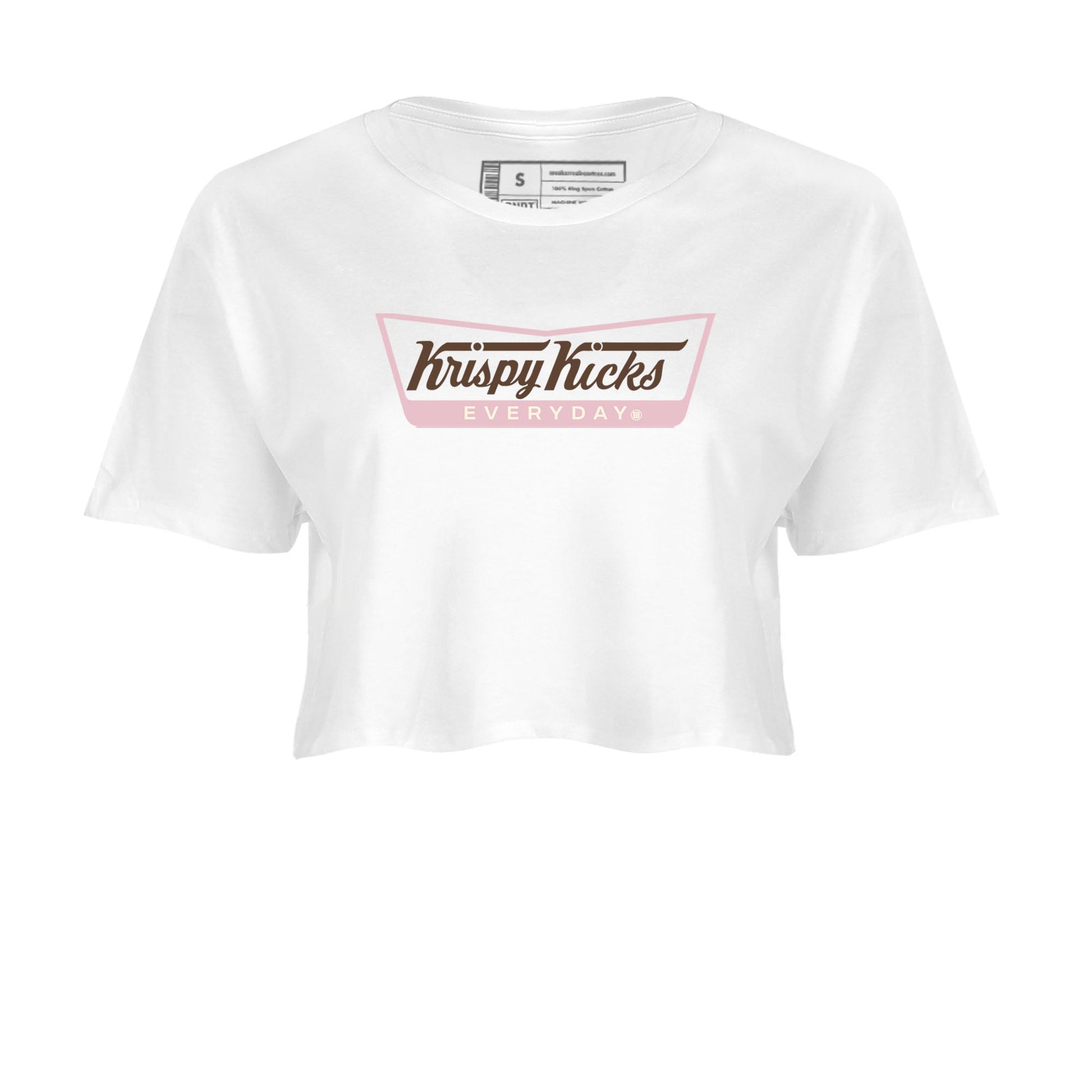 Dunk Cacao Wow And Pink Foam shirts to match jordans Krispy Kicks sneaker match tees Dunk Cacao Wow And Pink Foam SNRT Sneaker Tees streetwear brand White 2 crop tee