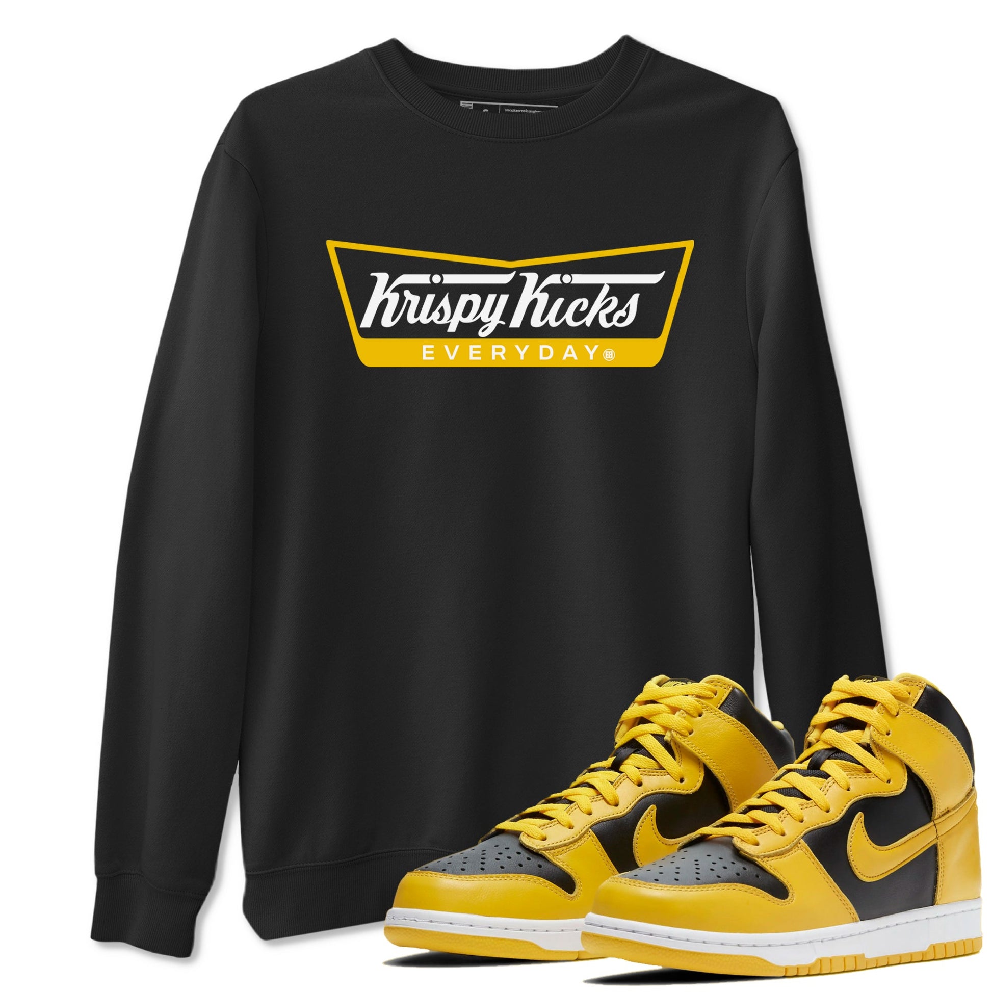 Dunk High Pollen Shirts To Match Jordans Krispy Kicks sneaker match tees Dunk High Iowa Tee SNRT Sneaker Release Tees unisex cotton Black 1 crew neck shirts