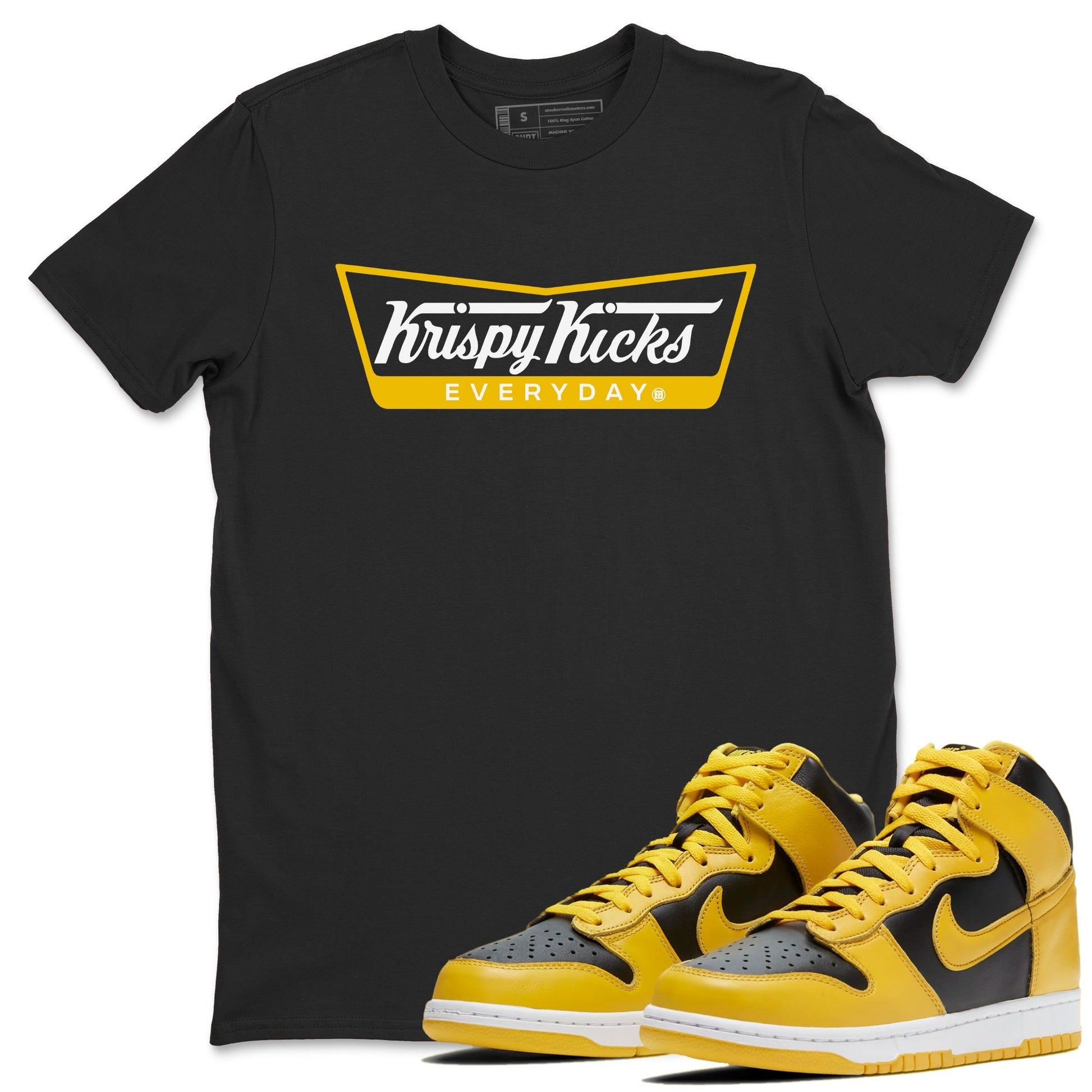 Dunk High Pollen Shirts To Match Jordans Krispy Kicks sneaker match tees Dunk High Iowa Tee SNRT Sneaker Release Tees unisex cotton Black 1 crew neck shirts