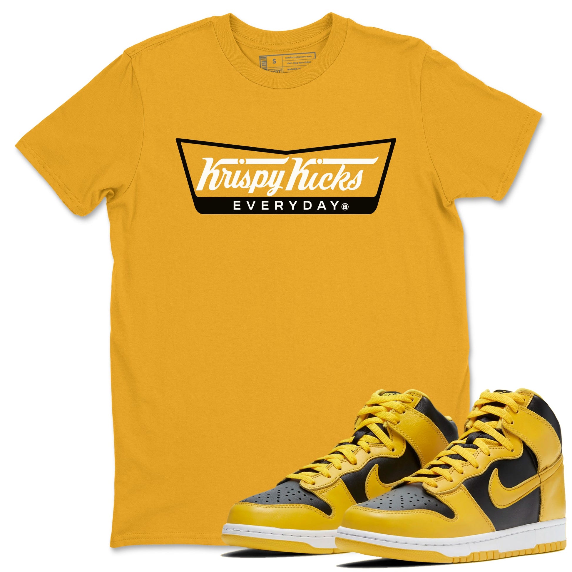 Dunk High Pollen Shirts To Match Jordans Krispy Kicks sneaker match tees Dunk High Iowa Tee SNRT Sneaker Release Tees unisex cotton Gold 1 crew neck shirts