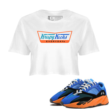 Yeezy 700 Bright Blue shirts to match jordans Krispy Kicks sneaker match tees Yeezy 700 Bright Blue match shoes to clothes SNRT Sneaker Tees unisex cotton White 1 crop tee