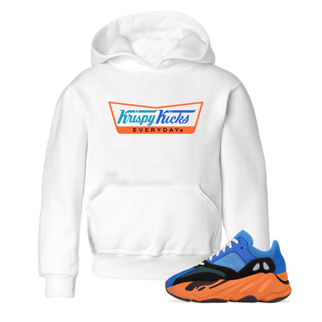 Yeezy 700 Bright Blue shirts to match jordans Krispy Kicks sneaker match tees Yeezy 700 Bright Blue match shoes to clothes SNRT Sneaker Tees Youth Baby White 1 tee
