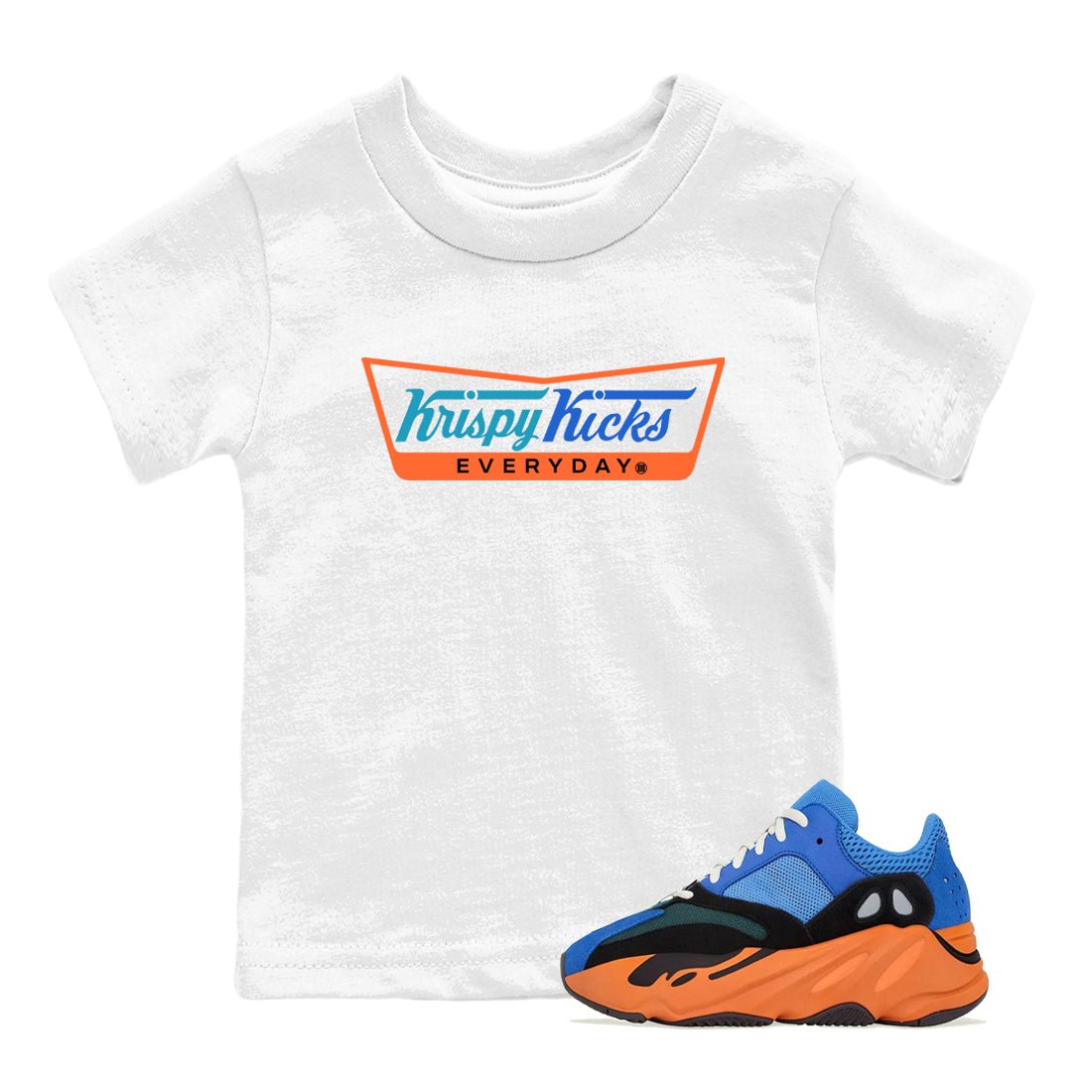 Yeezy 700 Bright Blue shirts to match jordans Krispy Kicks sneaker match tees Yeezy 700 Bright Blue match shoes to clothes SNRT Sneaker Tees Youth Baby White 1 tee