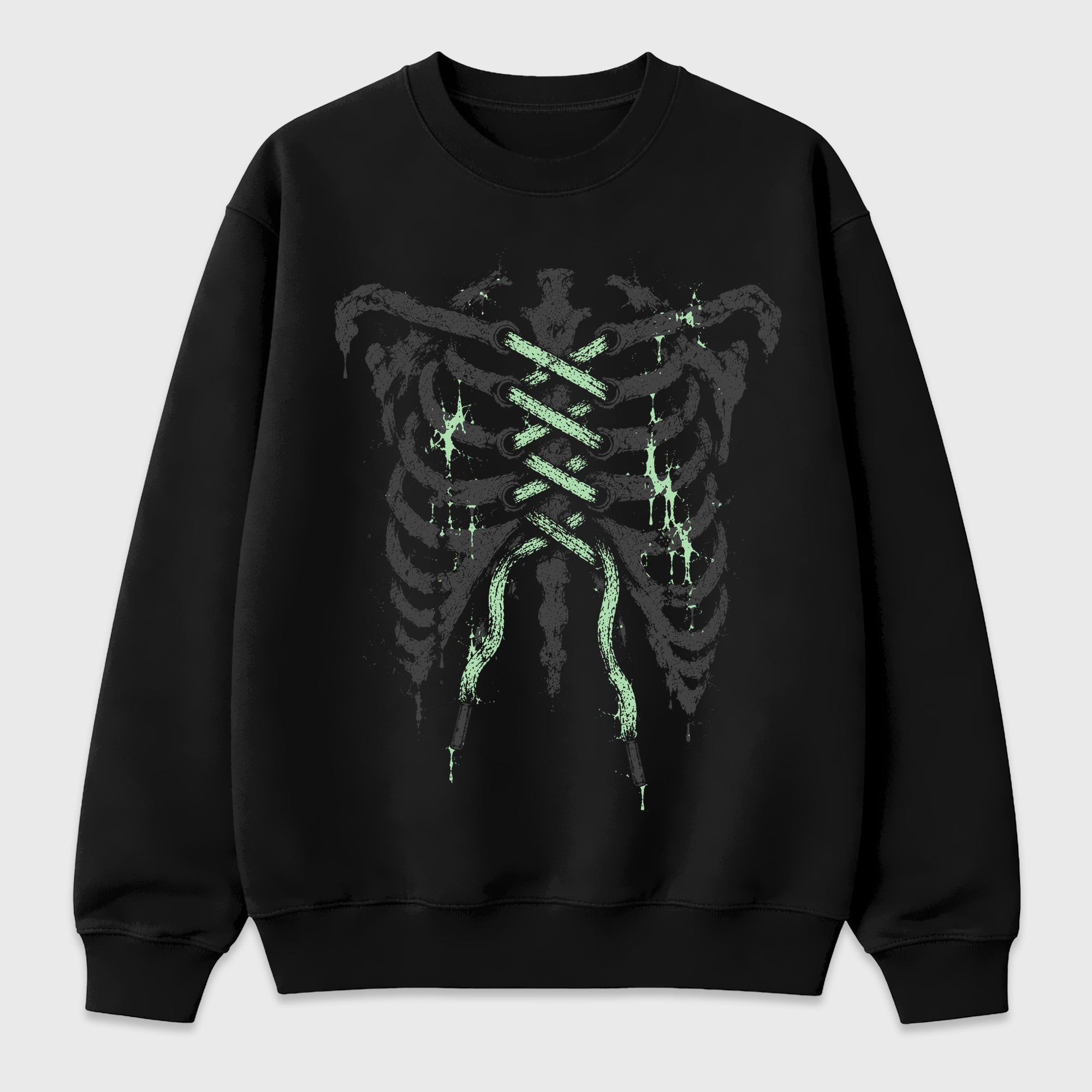Laced Bones Graphic T-Shirt featuring original streetwear artwork designed to match the Halloween. Black 1 Graphic Tee.