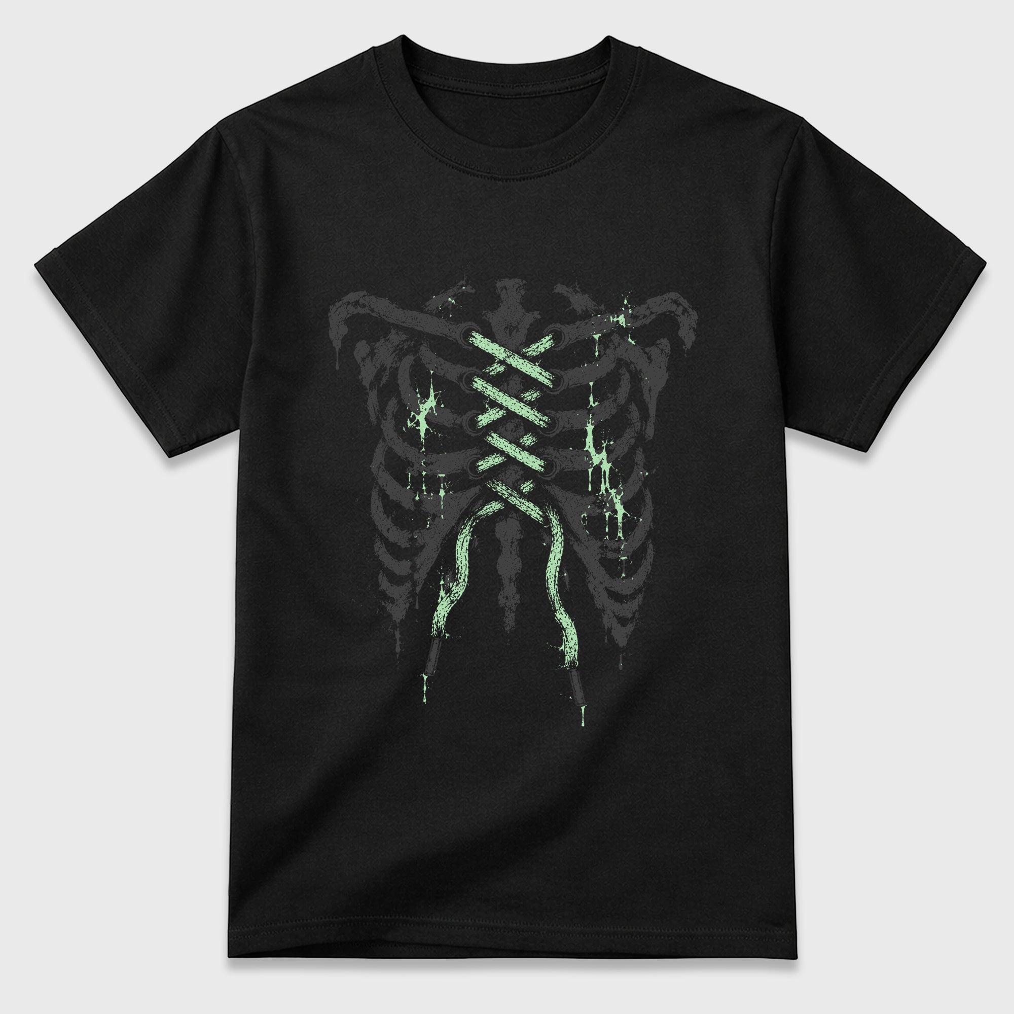 Laced Bones Graphic T-Shirt featuring original streetwear artwork designed to match the Halloween. Black 1 Graphic T-Shirt.