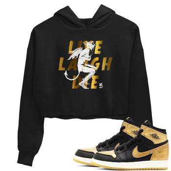 1s Black Metallic Gold shirts to match jordans Laughing Devil unique Halloween sneaker tee Air Jordan 1 Black Metallic Gold SNRT Sneaker Release Tees unisex cotton Black 1 Crop Shirts