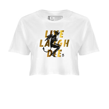 1s Black Metallic Gold shirts to match jordans Laughing Devil unique Halloween sneaker tee Air Jordan 1 Black Metallic Gold SNRT Sneaker Release Tees unisex cotton White 2 Crop Shirts
