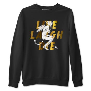 1s Black Metallic Gold shirts to match jordans Laughing Devil unique Halloween sneaker tee Air Jordan 1 Black Metallic Gold SNRT Sneaker Release Tees unisex cotton Black 2 crew neck shirts