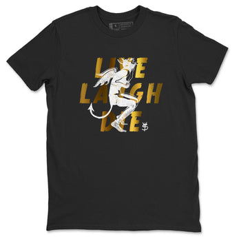 1s Black Metallic Gold shirts to match jordans Laughing Devil unique Halloween sneaker tee Air Jordan 1 Black Metallic Gold SNRT Sneaker Release Tees unisex cotton Black 2 crew neck shirts