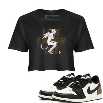 1s Mocha shirts to match jordans Laughing Devil unique Halloween sneaker tee Air Jordan 1 Mocha SNRT Sneaker Release Tees unisex cotton Black 1 Crop Shirts