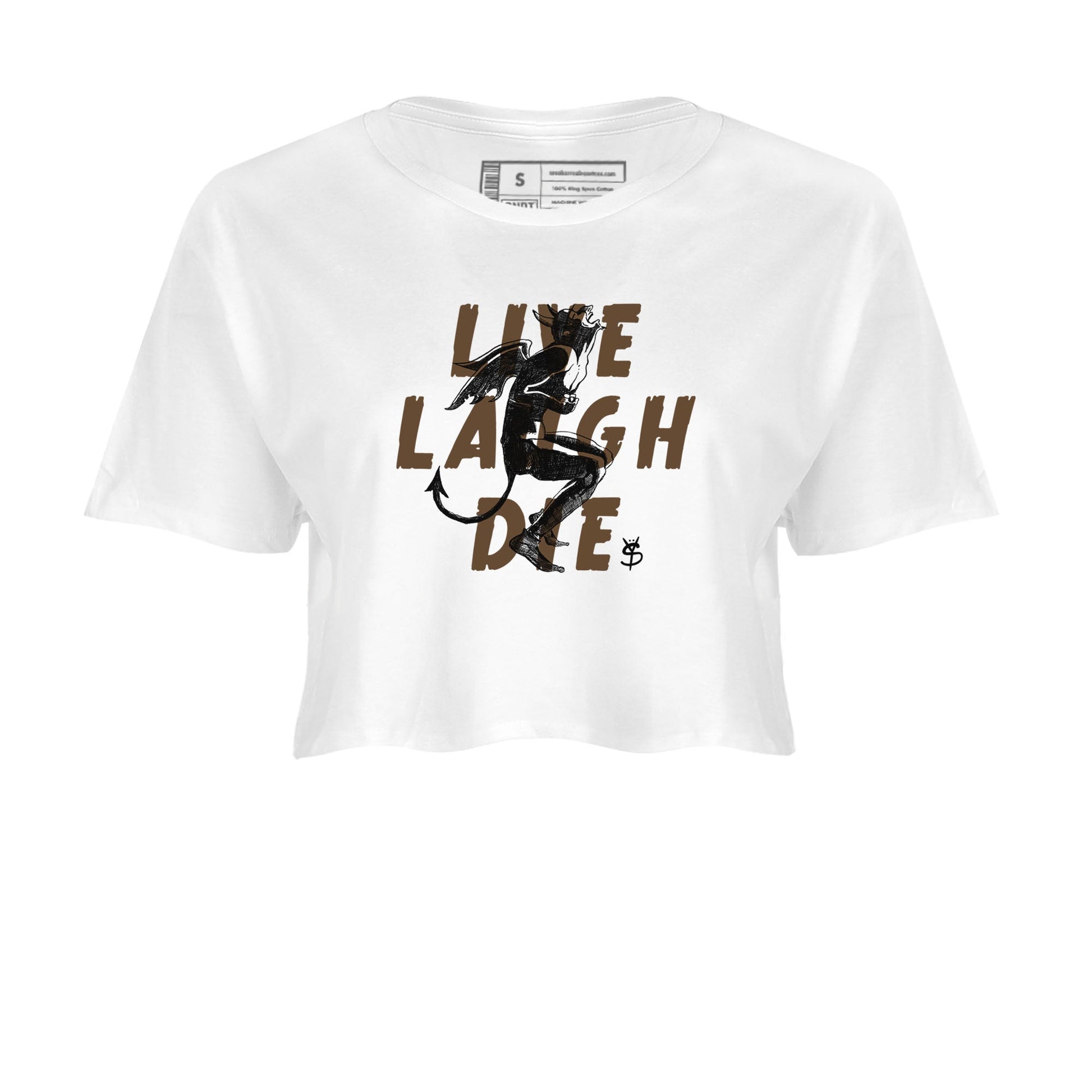 1s Mocha shirts to match jordans Laughing Devil unique Halloween sneaker tee Air Jordan 1 Mocha SNRT Sneaker Release Tees unisex cotton White 2 Crop Shirts