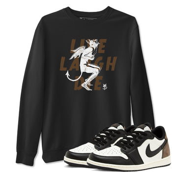 1s Mocha shirts to match jordans Laughing Devil unique Halloween sneaker tee Air Jordan 1 Mocha SNRT Sneaker Release Tees unisex cotton Black 1 crew neck shirts