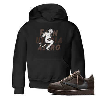 1s Travis Scott Velvet Brown shirts to match jordans Laughing Devil best t shirts to wear with jordans Travis Scott x Air Jordan 1 Low OG Velvet Brown match shoes to clothes SNRT Sneaker Tees Youth Baby Black 1 tee