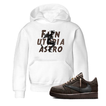 1s Travis Scott Velvet Brown shirts to match jordans Laughing Devil best t shirts to wear with jordans Travis Scott x Air Jordan 1 Low OG Velvet Brown match shoes to clothes SNRT Sneaker Tees Youth Baby White 1 tee