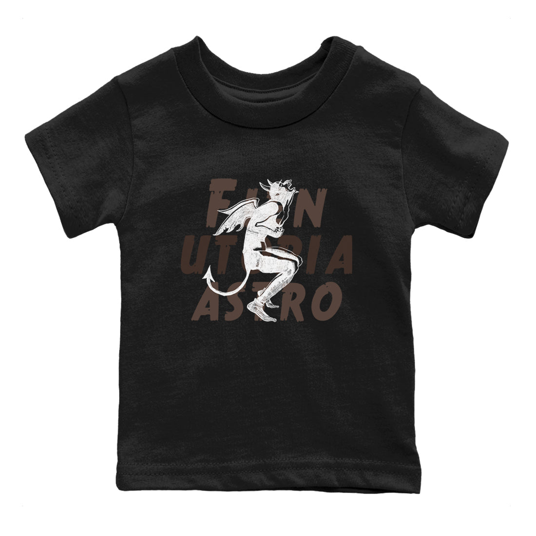 1s Travis Scott Velvet Brown shirts to match jordans Laughing Devil best t shirts to wear with jordans Travis Scott x Air Jordan 1 Low OG Velvet Brown match shoes to clothes SNRT Sneaker Tees Youth Baby Black 2 tee