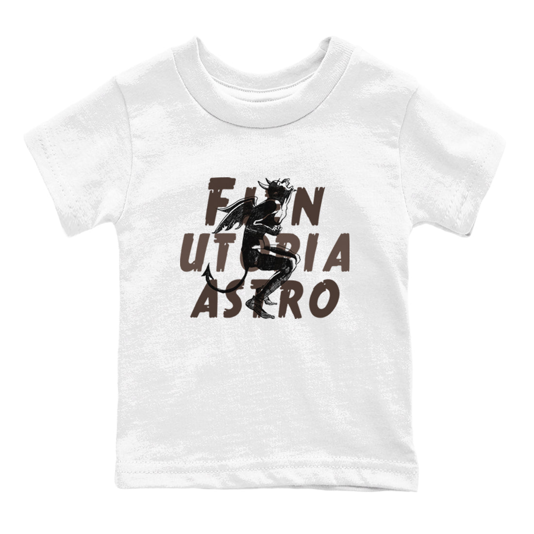 1s Travis Scott Velvet Brown shirts to match jordans Laughing Devil best t shirts to wear with jordans Travis Scott x Air Jordan 1 Low OG Velvet Brown match shoes to clothes SNRT Sneaker Tees Youth Baby White 2 tee