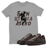 1s Travis Scott Velvet Brown shirts to match jordans Laughing Devil best t shirts to wear with jordans Travis Scott x Air Jordan 1 Low OG Velvet Brown match shoes to clothes SNRT Sneaker Tees unisex cotton Heather Grey 1 shirts