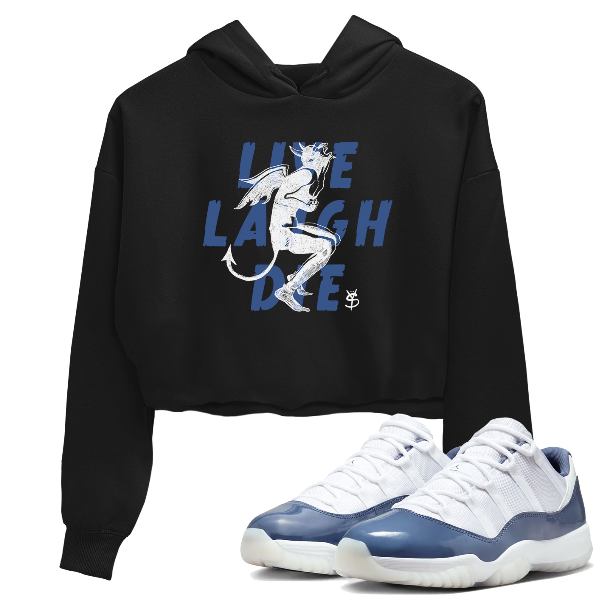11s Diffused Blue shirts to match jordans Laughing Devil unique Halloween sneaker tee Air Jordan 11 Diffused Blue SNRT Sneaker Release Tees unisex cotton Black 1 Crop Shirts