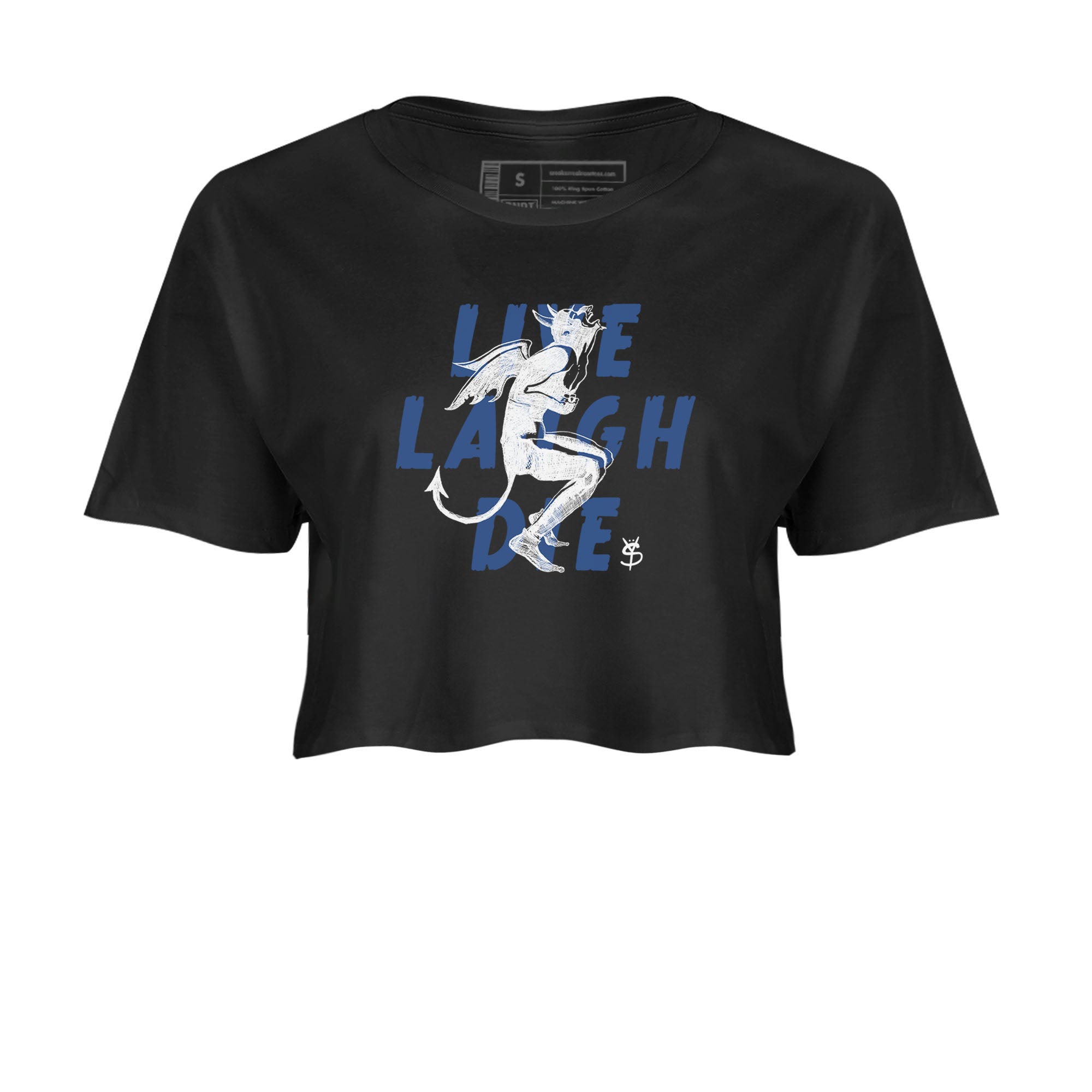11s Diffused Blue shirts to match jordans Laughing Devil unique Halloween sneaker tee Air Jordan 11 Diffused Blue SNRT Sneaker Release Tees unisex cotton Black 2 Crop Shirts