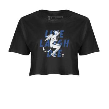 11s Diffused Blue shirts to match jordans Laughing Devil unique Halloween sneaker tee Air Jordan 11 Diffused Blue SNRT Sneaker Release Tees unisex cotton Black 2 Crop Shirts