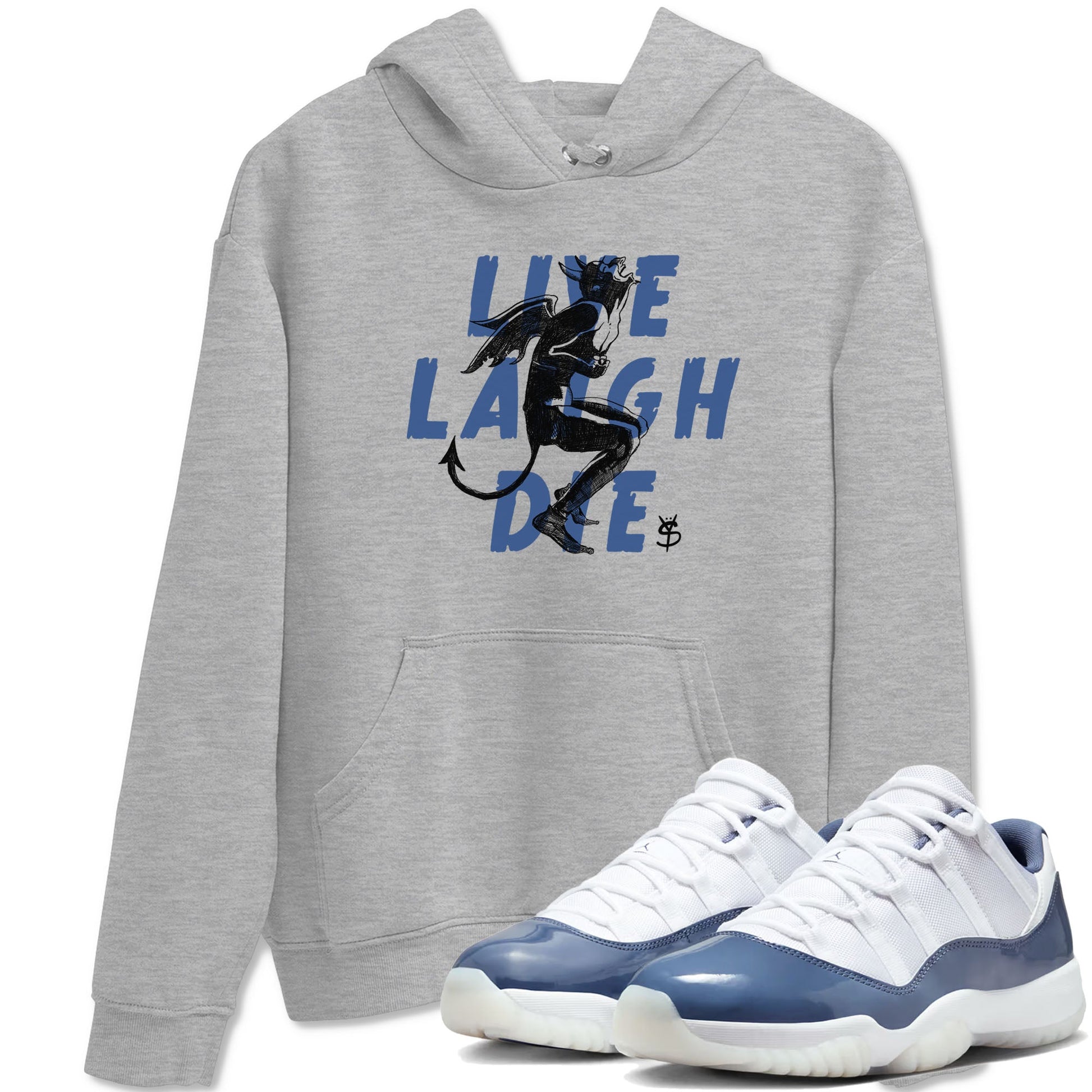 11s Diffused Blue shirts to match jordans Laughing Devil unique Halloween sneaker tee Air Jordan 11 Diffused Blue SNRT Sneaker Release Tees unisex cotton Heather Grey 1 crew neck shirts