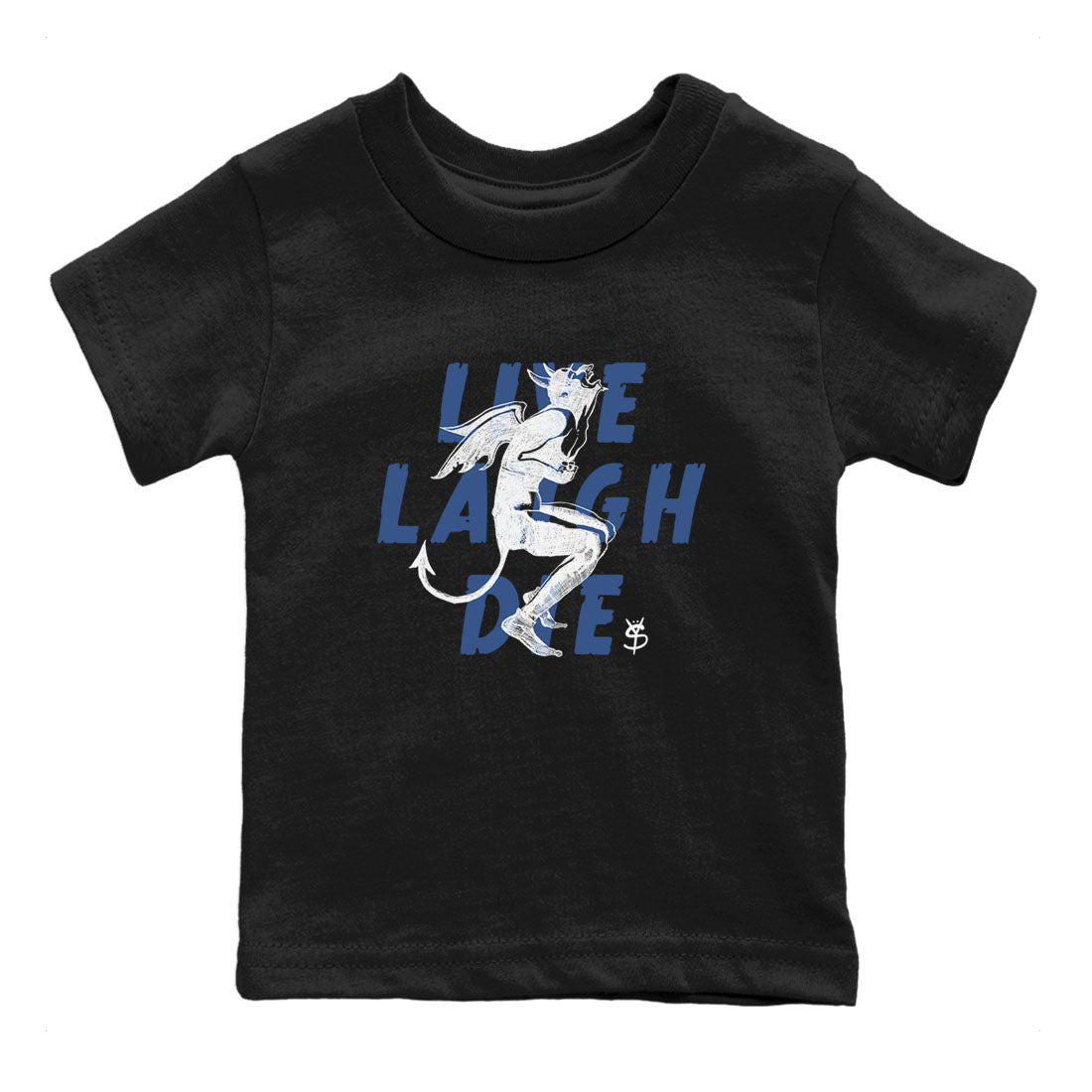 11s Diffused Blue shirts to match jordans Laughing Devil unique Halloween sneaker tee Air Jordan 11 Diffused Blue SNRT Sneaker Release Tees Youth Baby Black 2 crew neck shirts