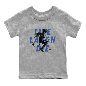 11s Diffused Blue shirts to match jordans Laughing Devil unique Halloween sneaker tee Air Jordan 11 Diffused Blue SNRT Sneaker Release Tees Youth Baby Heather Grey 2 crew neck shirts
