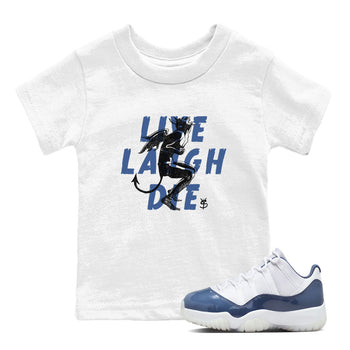 11s Diffused Blue shirts to match jordans Laughing Devil unique Halloween sneaker tee Air Jordan 11 Diffused Blue SNRT Sneaker Release Tees Youth Baby White 1 crew neck shirts