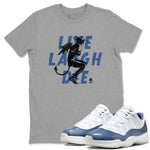 11s Diffused Blue shirts to match jordans Laughing Devil unique Halloween sneaker tee Air Jordan 11 Diffused Blue SNRT Sneaker Release Tees unisex cotton Heather Grey 1 crew neck shirts