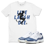 11s Diffused Blue shirts to match jordans Laughing Devil unique Halloween sneaker tee Air Jordan 11 Diffused Blue SNRT Sneaker Release Tees unisex cotton White 1 crew neck shirts