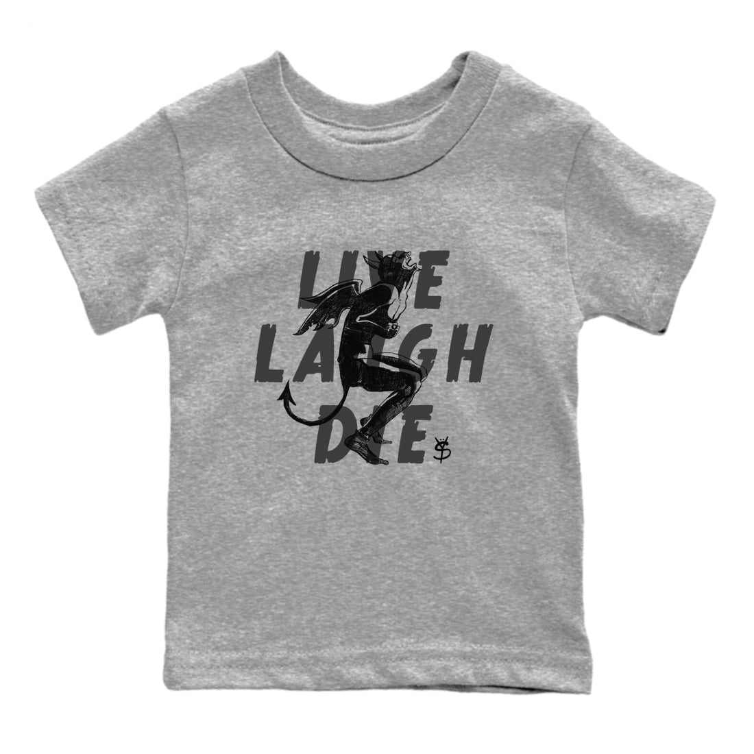 12s Black Wolf Grey shirts to match jordans Laughing Devil unique Halloween sneaker tee Air Jordan 12 Black Wolf Grey SNRT Sneaker Release Tees Youth Baby Heather Grey 2 crew neck shirts