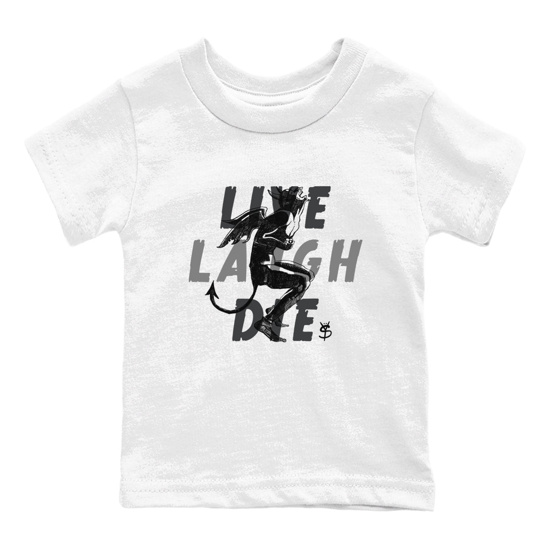 12s Black Wolf Grey shirts to match jordans Laughing Devil unique Halloween sneaker tee Air Jordan 12 Black Wolf Grey SNRT Sneaker Release Tees Youth Baby White 2 crew neck shirts