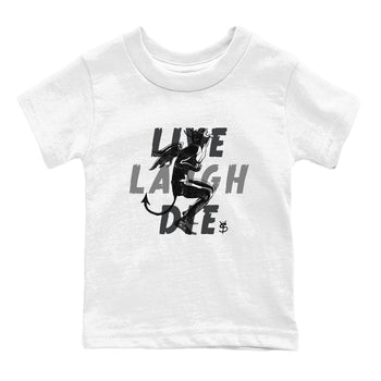 12s Black Wolf Grey shirts to match jordans Laughing Devil unique Halloween sneaker tee Air Jordan 12 Black Wolf Grey SNRT Sneaker Release Tees Youth Baby White 2 crew neck shirts