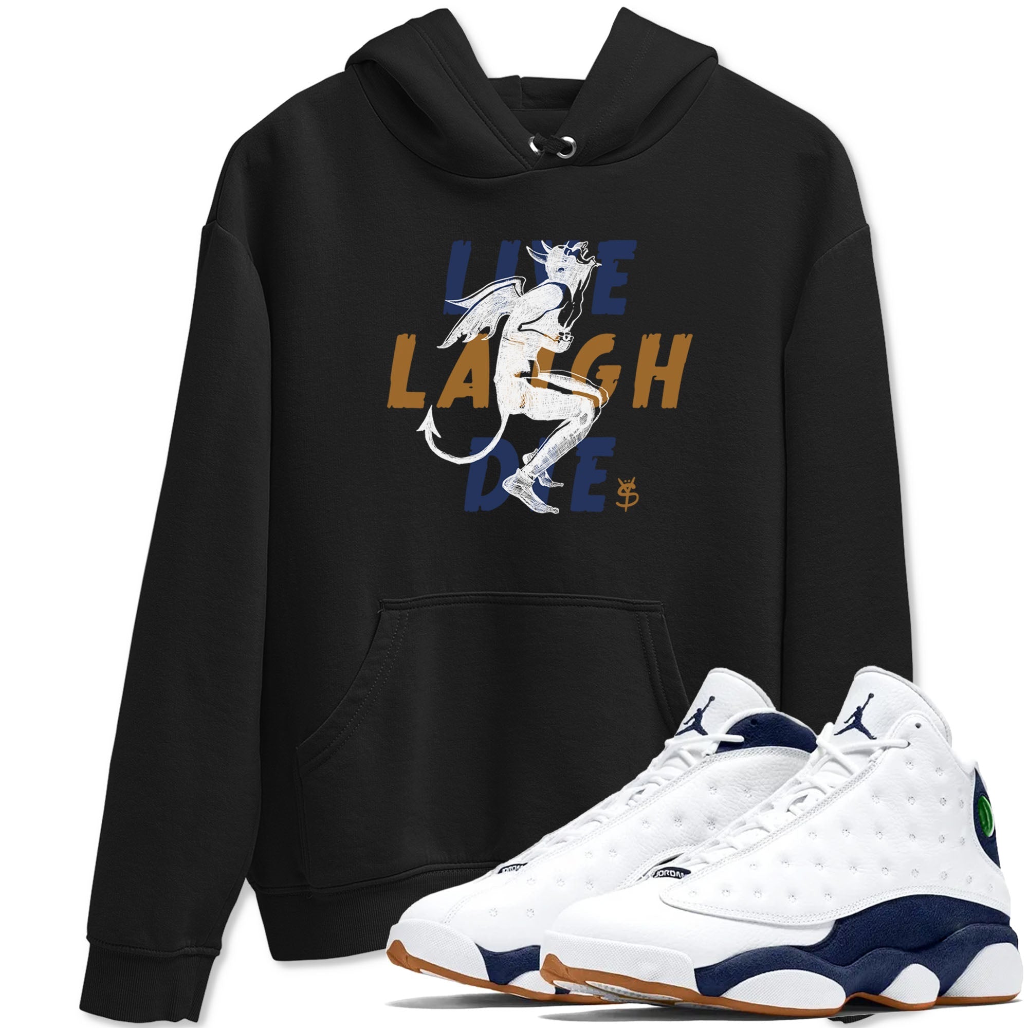 13s Midnight Navy shirts to match jordans Laughing Devil unique Halloween sneaker tee Air Jordan 13 Midnight Navy SNRT Sneaker Release Tees unisex cotton Black 1 crew neck shirts