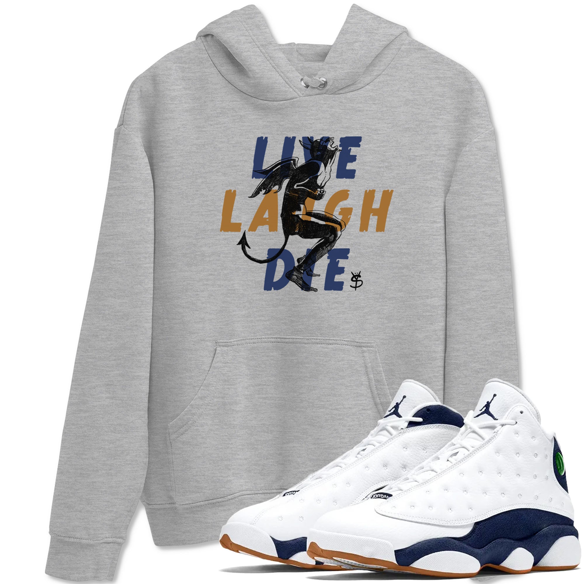 13s Midnight Navy shirts to match jordans Laughing Devil unique Halloween sneaker tee Air Jordan 13 Midnight Navy SNRT Sneaker Release Tees unisex cotton Heather Grey 1 crew neck shirts