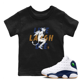 13s Midnight Navy shirts to match jordans Laughing Devil unique Halloween sneaker tee Air Jordan 13 Midnight Navy SNRT Sneaker Release Tees Youth Baby Black 1 crew neck shirts