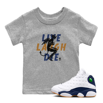 13s Midnight Navy shirts to match jordans Laughing Devil unique Halloween sneaker tee Air Jordan 13 Midnight Navy SNRT Sneaker Release Tees Youth Baby Heather Grey 1 crew neck shirts