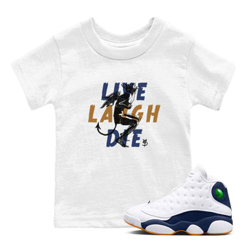 13s Midnight Navy shirts to match jordans Laughing Devil unique Halloween sneaker tee Air Jordan 13 Midnight Navy SNRT Sneaker Release Tees Youth Baby White 1 crew neck shirts