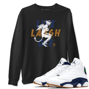 13s Midnight Navy shirts to match jordans Laughing Devil unique Halloween sneaker tee Air Jordan 13 Midnight Navy SNRT Sneaker Release Tees unisex cotton Black 1 crew neck shirts