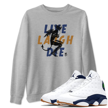 13s Midnight Navy shirts to match jordans Laughing Devil unique Halloween sneaker tee Air Jordan 13 Midnight Navy SNRT Sneaker Release Tees unisex cotton Heather Grey 1 crew neck shirts