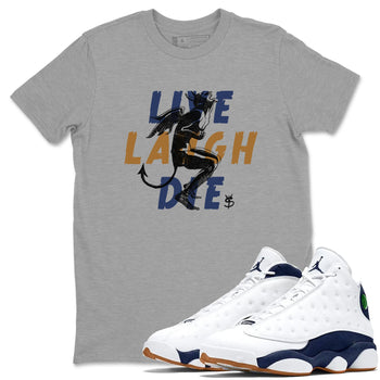 13s Midnight Navy shirts to match jordans Laughing Devil unique Halloween sneaker tee Air Jordan 13 Midnight Navy SNRT Sneaker Release Tees unisex cotton Heather Grey 1 crew neck shirts