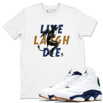 13s Midnight Navy shirts to match jordans Laughing Devil unique Halloween sneaker tee Air Jordan 13 Midnight Navy SNRT Sneaker Release Tees unisex cotton White 1 crew neck shirts