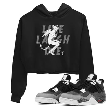 4s Fear shirts to match jordans Laughing Devil sneaker match tees Air Jordan 4 Retro Fear match shoes to clothes SNRT Sneaker Tees unisex cotton Black 1 crop tee