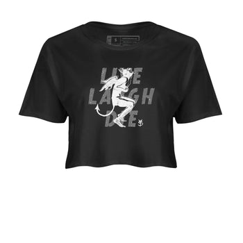 4s Fear shirts to match jordans Laughing Devil sneaker match tees Air Jordan 4 Retro Fear match shoes to clothes SNRT Sneaker Tees unisex cotton Black 2 crop tee