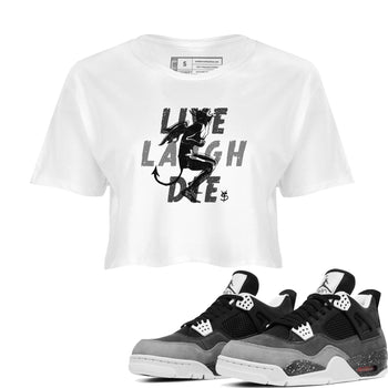 4s Fear shirts to match jordans Laughing Devil sneaker match tees Air Jordan 4 Retro Fear match shoes to clothes SNRT Sneaker Tees unisex cotton White 1 crop tee
