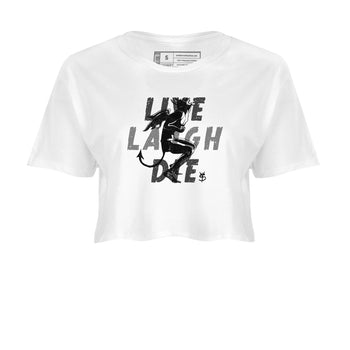 4s Fear shirts to match jordans Laughing Devil sneaker match tees Air Jordan 4 Retro Fear match shoes to clothes SNRT Sneaker Tees unisex cotton White 2 crop tee