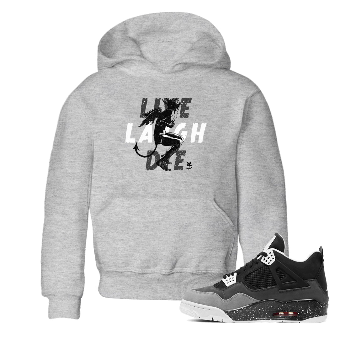 4s Fear shirts to match jordans Laughing Devil sneaker match tees Air Jordan 4 Retro Fear match shoes to clothes SNRT Sneaker Tees Youth Baby Heather Grey 1 tee
