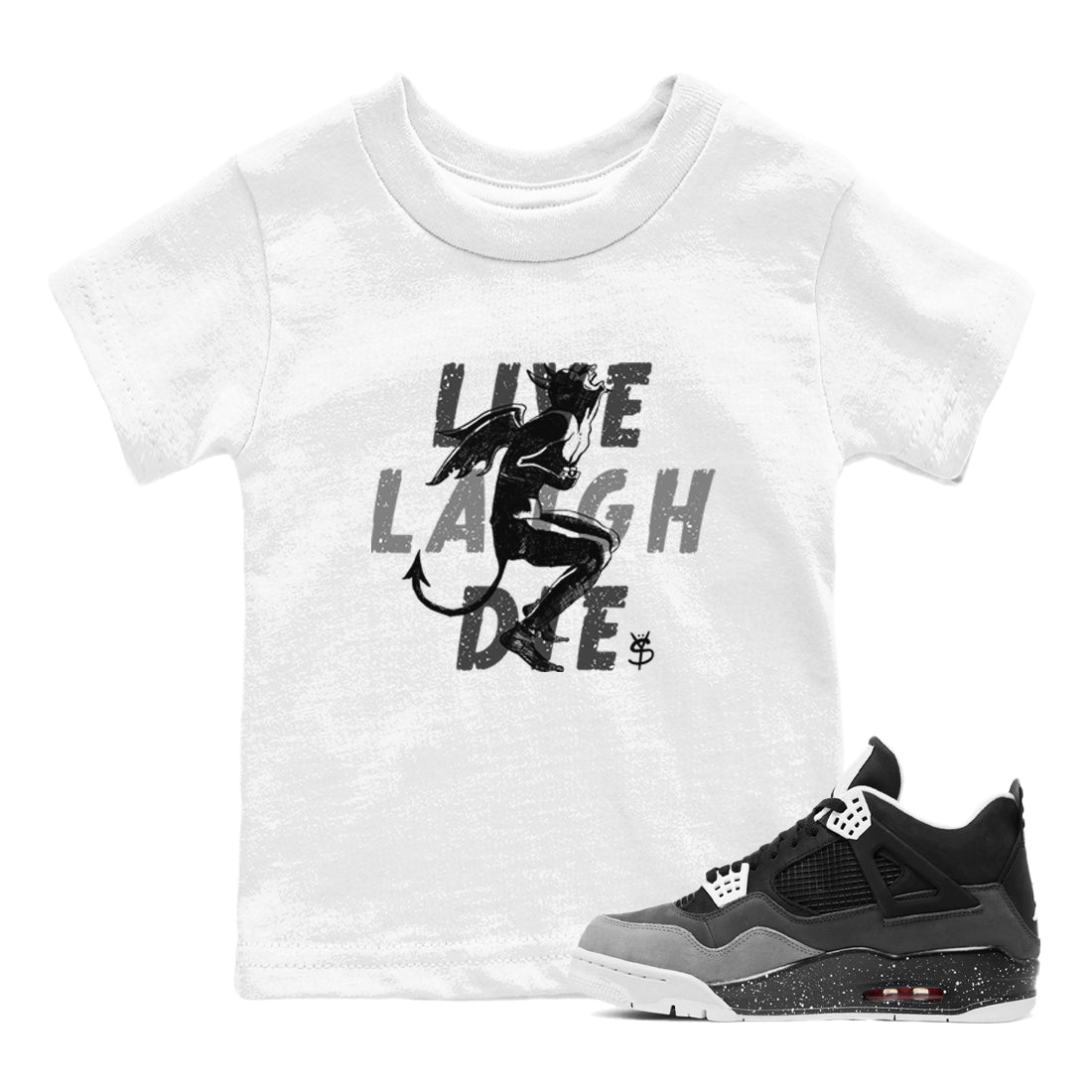 4s Fear shirts to match jordans Laughing Devil sneaker match tees Air Jordan 4 Retro Fear match shoes to clothes SNRT Sneaker Tees Youth Baby White 1 tee