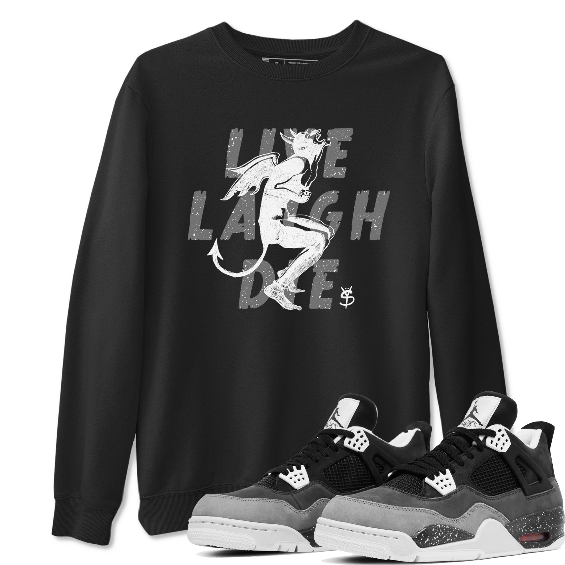 4s Fear shirts to match jordans Laughing Devil sneaker match tees Air Jordan 4 Retro Fear match shoes to clothes SNRT Sneaker Tees unisex cotton Black 1 shirts