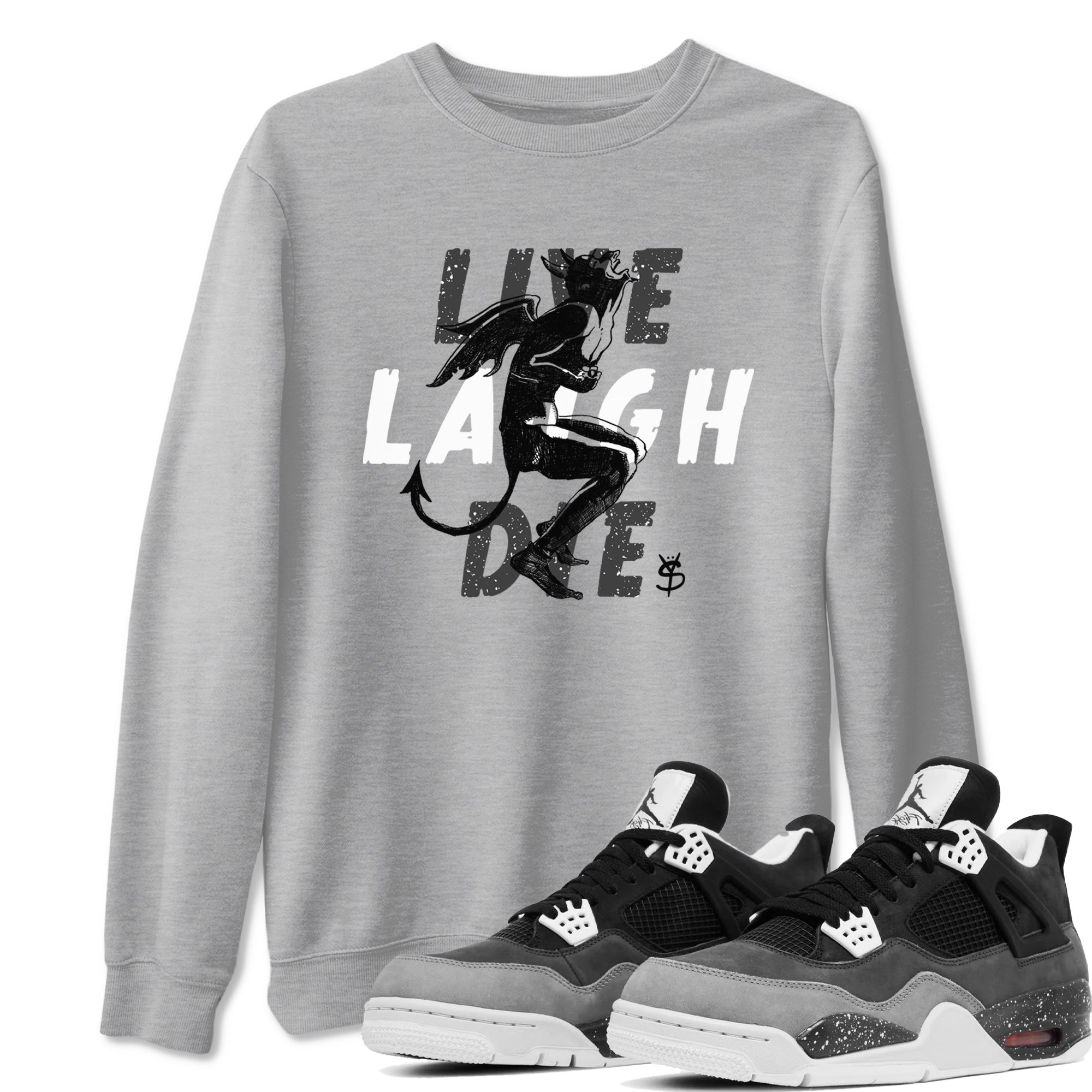 4s Fear shirts to match jordans Laughing Devil sneaker match tees Air Jordan 4 Retro Fear match shoes to clothes SNRT Sneaker Tees unisex cotton Heather Grey 1 shirts
